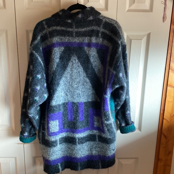 Falcon Italian Design Wool Mohair Blend Heavy Knit Pockets Cardigan/Coat S-XL - Picture 3 of 13